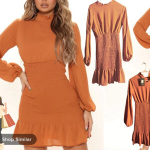Orange Long Sleeve Dress